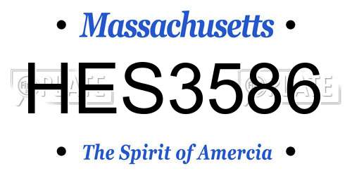 HES3586 Massachusetts License Plate