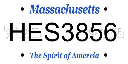 HES3856 Massachusetts License Plate