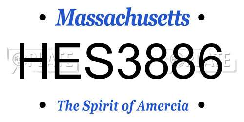 HES3886 Massachusetts License Plate