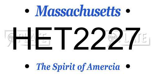 HET2227 Massachusetts License Plate