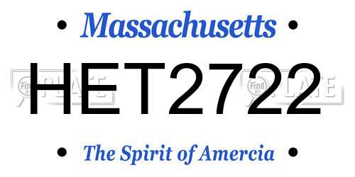 HET2722 Massachusetts License Plate