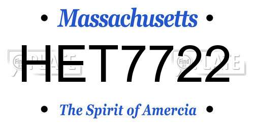 HET7722 Massachusetts License Plate