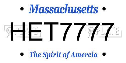 HET7777 Massachusetts License Plate