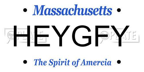 HEYGFY Massachusetts License Plate