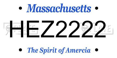 HEZ2222 Massachusetts License Plate