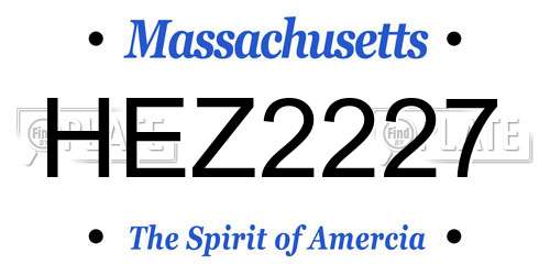 HEZ2227 Massachusetts License Plate