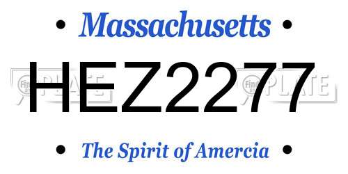 HEZ2277 Massachusetts License Plate