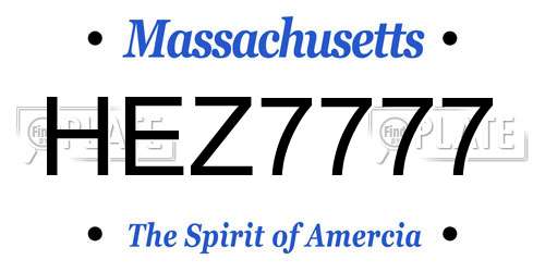 HEZ7777 Massachusetts License Plate