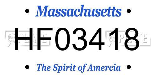 HF03418 Massachusetts License Plate