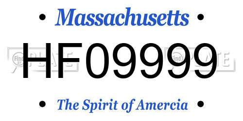HF09999 Massachusetts License Plate