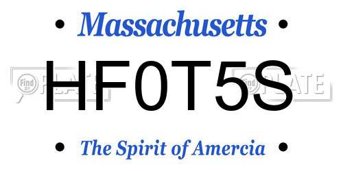 HF0T5S Massachusetts License Plate