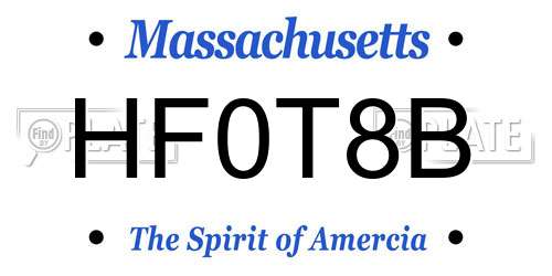 HF0T8B Massachusetts License Plate
