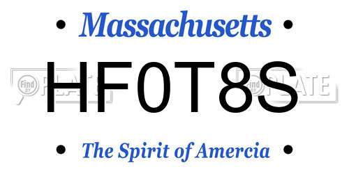 HF0T8S Massachusetts License Plate