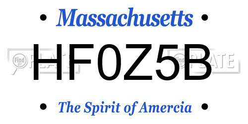 HF0Z5B Massachusetts License Plate