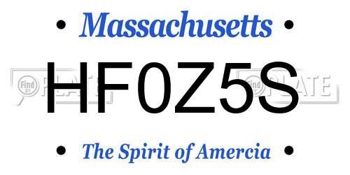 HF0Z5S Massachusetts License Plate