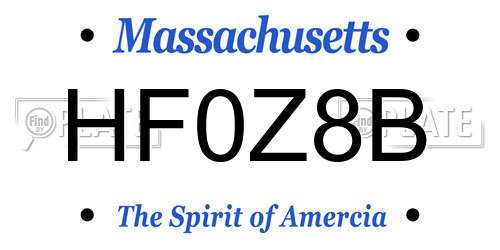 HF0Z8B Massachusetts License Plate