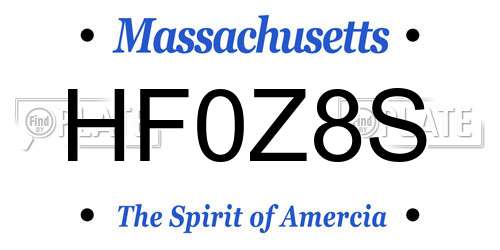 HF0Z8S Massachusetts License Plate