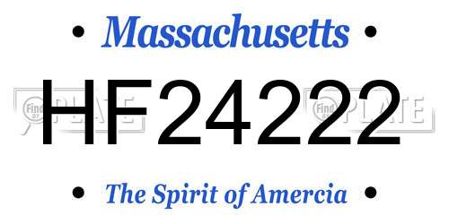 HF24222 Massachusetts License Plate