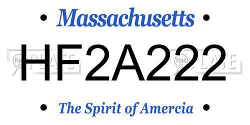 HF2A222 Massachusetts License Plate