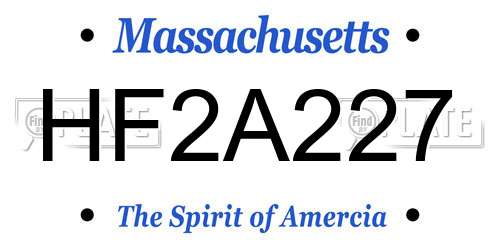HF2A227 Massachusetts License Plate