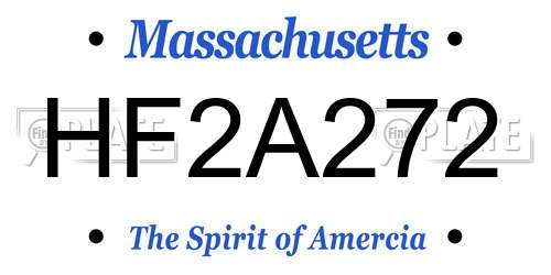 HF2A272 Massachusetts License Plate