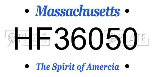 HF36050 Massachusetts License Plate