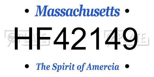 HF42149 Massachusetts License Plate