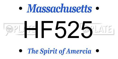 HF525 Massachusetts License Plate
