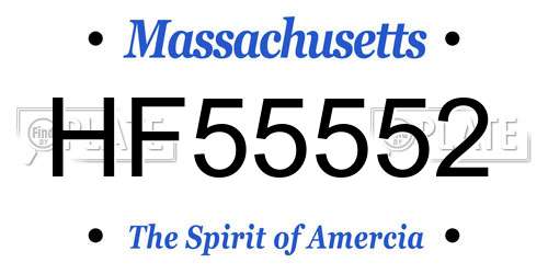 HF55552 Massachusetts License Plate