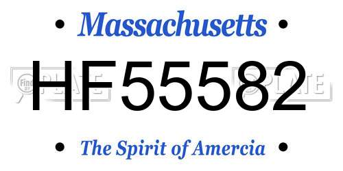 HF55582 Massachusetts License Plate