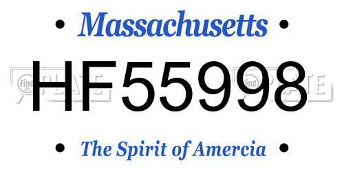 HF55998 Massachusetts License Plate