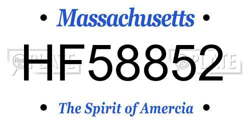 HF58852 Massachusetts License Plate