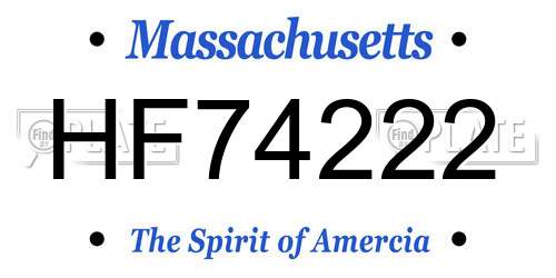 HF74222 Massachusetts License Plate