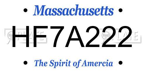 HF7A222 Massachusetts License Plate
