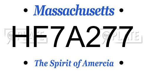 HF7A277 Massachusetts License Plate