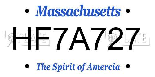 HF7A727 Massachusetts License Plate