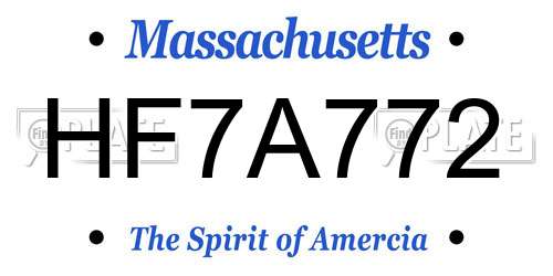 HF7A772 Massachusetts License Plate