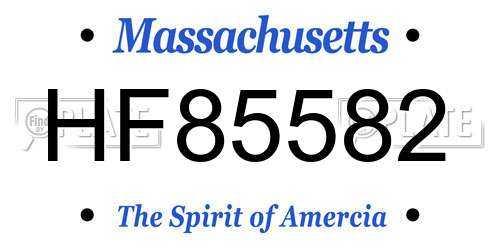 HF85582 Massachusetts License Plate