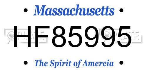 HF85995 Massachusetts License Plate