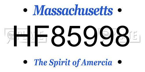 HF85998 Massachusetts License Plate
