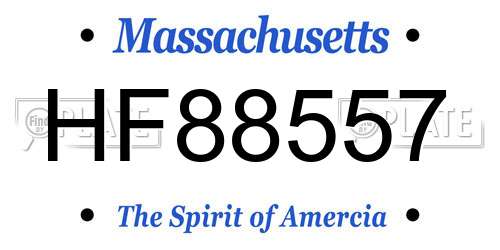 HF88557 Massachusetts License Plate