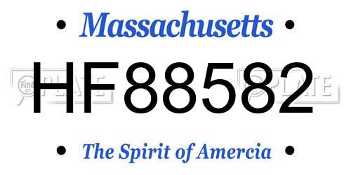 HF88582 Massachusetts License Plate