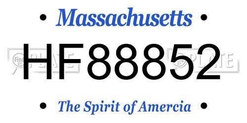 HF88852 Massachusetts License Plate