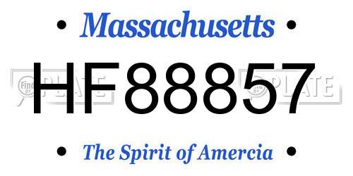 HF88857 Massachusetts License Plate
