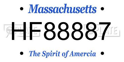 HF88887 Massachusetts License Plate