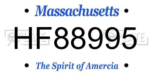 HF88995 Massachusetts License Plate