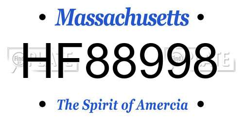 HF88998 Massachusetts License Plate
