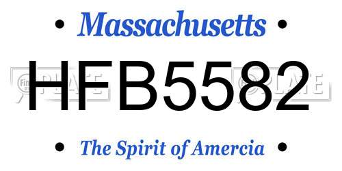 HFB5582 Massachusetts License Plate