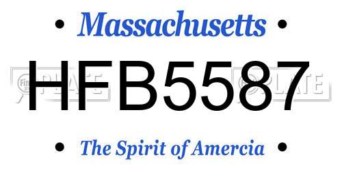 HFB5587 Massachusetts License Plate
