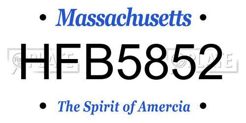 HFB5852 Massachusetts License Plate